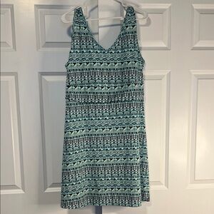 Title Nine Teal and White Patterned Mini Dress